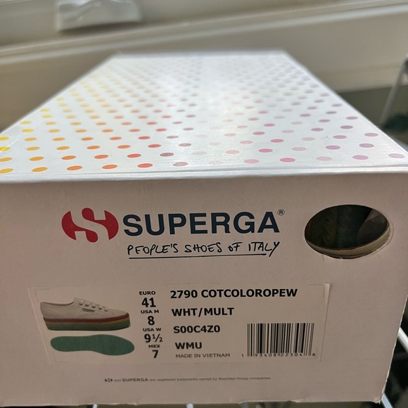 Superga 2790 White with rainbow trim platform shoe - Picture 9 of 9